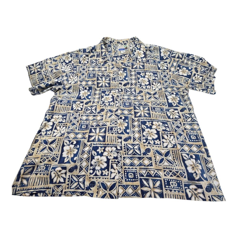 Navy and White Floral Men's Casual Shirt